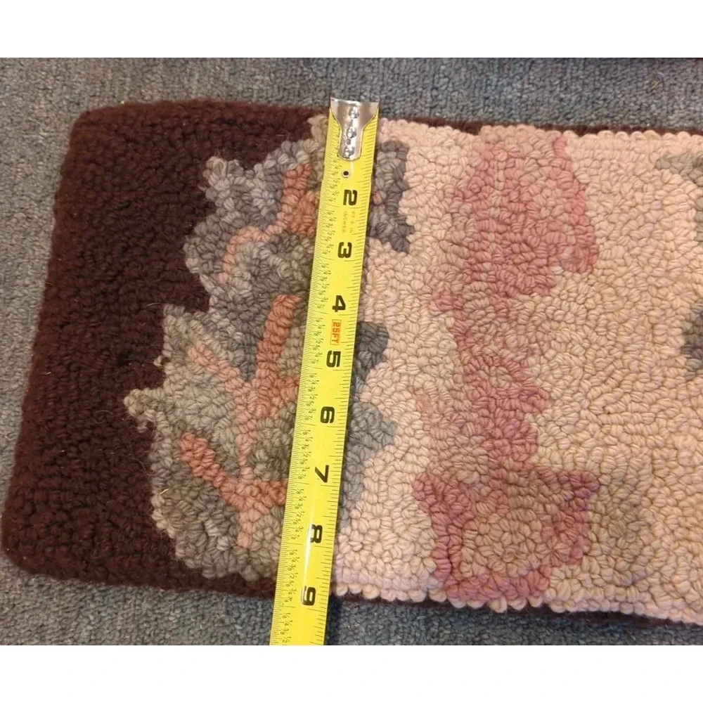 10 Antique Primitive Country Handmade‎ Hook Wool Hooked Stair Treads Floral Rug